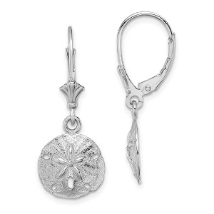 Black Bow Jewelry 12mm Sand Dollar Lever Back Earrings in 14k White Gold - 1 of 4