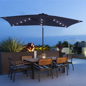 Sonkuki 10x6.5 ft LED Rectangular Patio Market Umbrella 3-Year-Non-Fading - 1 of 4