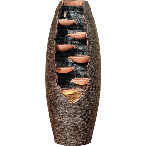 Nathan Seven Cascade 35" High Large Rustic Indoor Outdoor Decor Resin Floor Fountain with Light LED Cut-Away Outside Garden Patio - 1 of 4