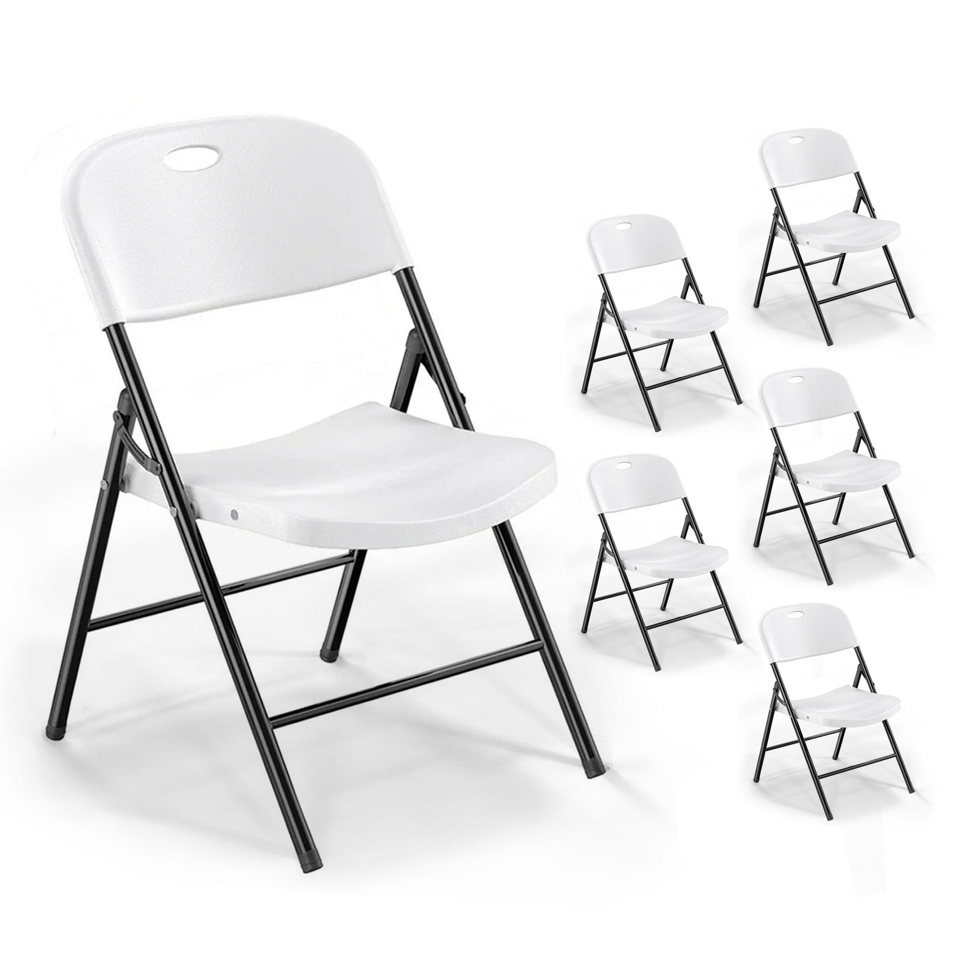 SUGIFT Foldable Portable Comfortable Sturdy Folding Plastic Chair (6-Pack)