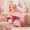 Princess Makeup Vanity Desk with Bookshelf, Kids Pretend Play Vanity Set - 3 of 4