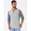 INSPIRE CHIC Men's Raglan Long Sleeve Tee Shirt Casual Henley T-Shirts - 4 of 4
