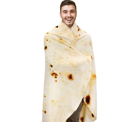 Beige 70-Inch Reversible Fleece Tortilla Blanket
