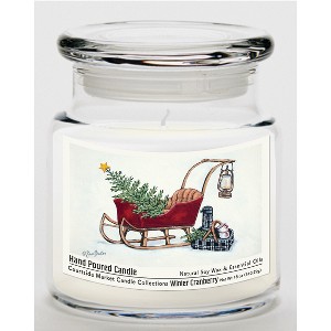 Courtside Market Santas Sleigh Winter Cranberry 18oz Soy Wax Candle Glass Jar & Lid - 1 of 3