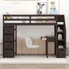 NicBex Twin Size Bunk Bed with Desk Loft Bed Pine Bed Frame with 4 Drawers, 3 Shelves, Storage Stairs and Guardrail, No Box Spring Required - image 2 of 4