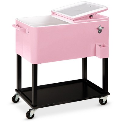 Best Choice Products 80qt Steel Rolling Cooler Cart w/ Bottle Opener, Catch Tray, Drain Plug, Locking Wheels