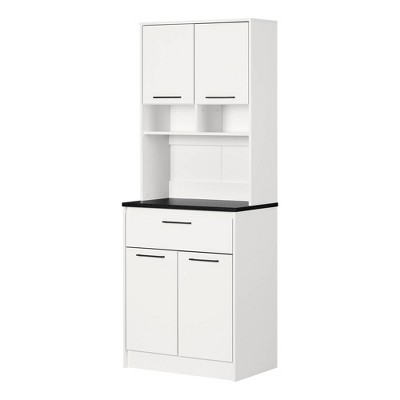 South Shore Myro Pantry Cabinet With Faux Black Stone/white: Water ...