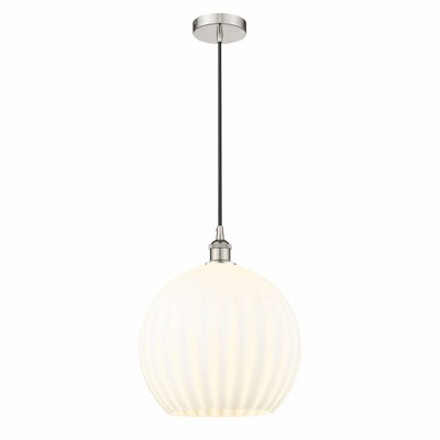 White Venetian - 1 Light Cord Hung Pendant In Modern Style-16.63 Inches Tall and 13.75 Inches Wide