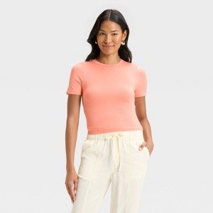 Women's Slim Fit Short Sleeve Seamless Baby T-Shirt - A New Day™ - 1 of 3