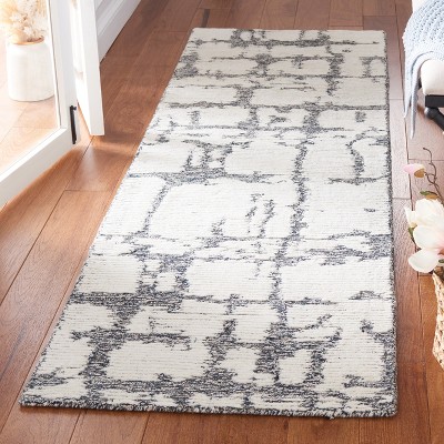 Charcoal and Ivory Hand-Tufted Wool Runner Rug