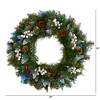 Nearly Natural 24-in Snow Tipped Artificial Christmas Wreath with 50 Multicolored LED Lights, White Berries and Pine Cones - 2 of 4