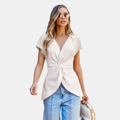 Women's Chic Twist-Front Surplice Top - Cupshe