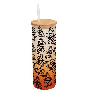Elanze Designs Medium Monarch Butterfly Insect Bug Wrap-Around Design 25 Ounce Frosted Gradient Glass On-The-Go Coffee Travel Skinny Tumbler Mug Cup, - 1 of 1