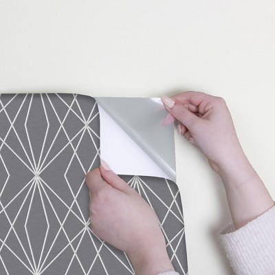 Large Scale Geometric Grey Vinyl Peel and Stick Wallpaper