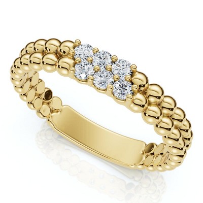 Pompeii3 Two Row Beaded Diamond Stackable Ring 14k Gold or Platinum Lab Created
