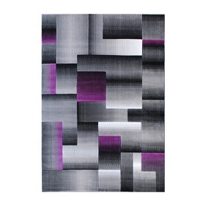 Emma and Oliver Modern Cubist Olefin Accent Runner Rug in Gradient Shades with Natural Jute Backing - 1 of 4