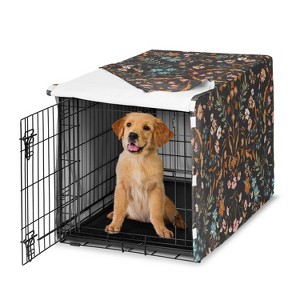 Sweet Jojo Designs Dog Crate Kennel Cover 36in. Boho Floral Wildflower Black Blue and Orange - 1 of 4