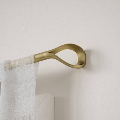 Gold Adjustable Modern Curtain Rod with Loop End 42-120"