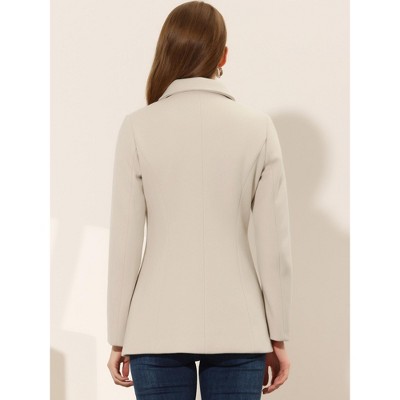 INSPIRE CHIC Women's Work Office Winter Overcoat Single Breasted Point Collar Pea Coat Medium Beige — фото 4