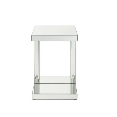 Mirrored Glass Accent Table with Crystal Inlay