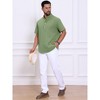 INSPIRE CHIC Men's Henley Solid Color Stand Collar Short Sleeve Linen Shirt - 2 of 4