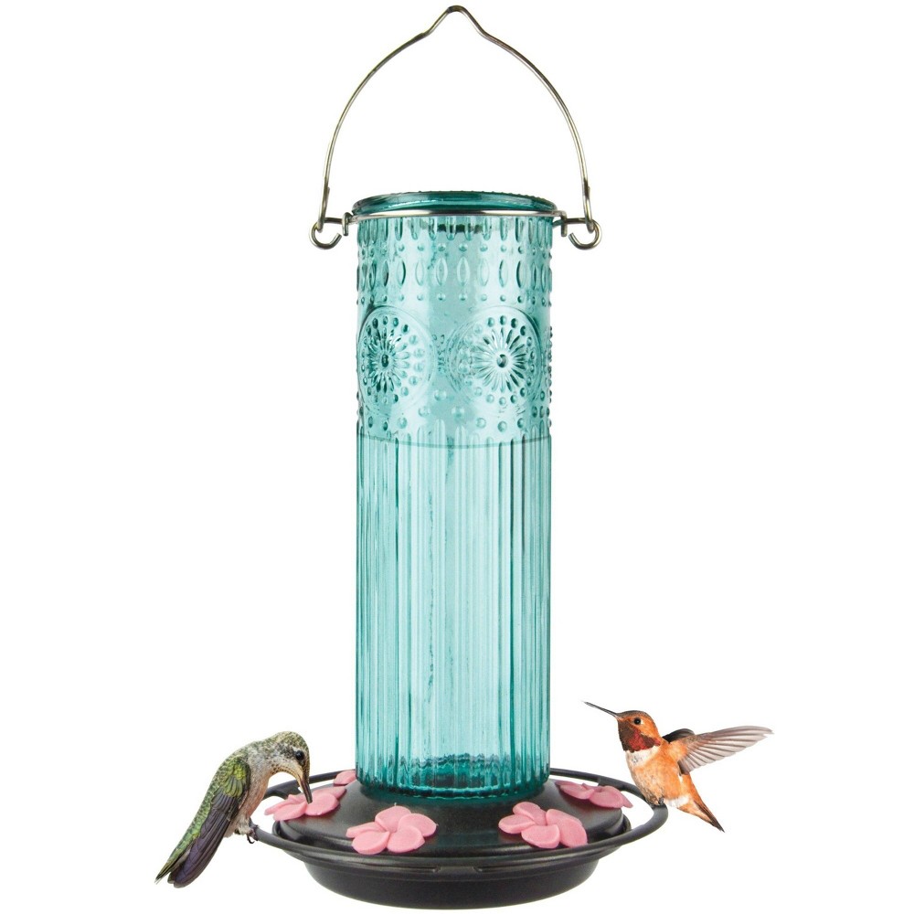 Nature's Way Bird Products Teal Antique Glass Hummingbird Glass Feeder 28oz