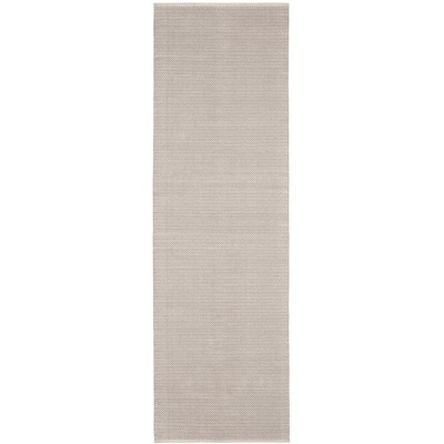Dove Grey Herringbone Handwoven Cotton 2' x 3' Rug