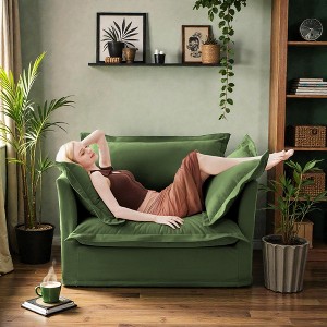 Mshliw Chenille Upholstered Deep Seat Sofa with High Back Pillows, Removable Covers, Single Sofa, Thick Cushion and Wooden Frame for Living Room - 1 of 4