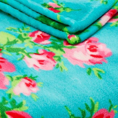 Turquoise Blue Reversible Fleece Throw Blanket 50"x70"
