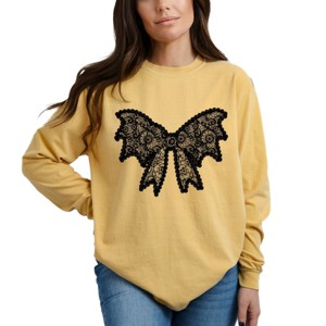 Simply Sage Market Lace Bow  Garment Dyed Long Sleeve - 1 of 4