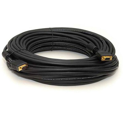 Monoprice Super VGA Cable - 100 Feet - Black | Male to Female With Ferrites For In-Wall Installation | Gold Plated, CL2 Rated