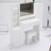 NicBex Vanity Table with Stool,Vanity Desk with Touch LED Mirror,Makeup Vanity with Multi Layer Capacity Storage,Dressing Table for Bedroom,White - 2 of 4