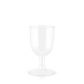 Clear Premium Plastic Wine Glasses with Rose Gold Stems, 7oz, 20ct