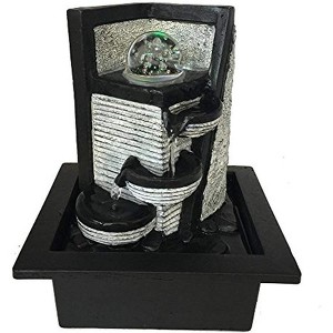 SereneLife Decorative Tabletop LED Water Fountain - SLTWF72LED, Soothing Indoor/Outdoor Waterfall, Black - 1 of 4