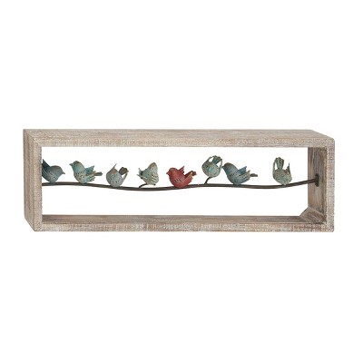 Natural Perched Birds on Wire Wooden Wall Decor - Olivia & May