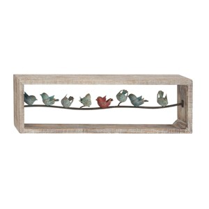 Metal Bird Wall Decor White - Olivia & May: Farmhouse Style, Hardwood Frame, Animal Artwork, Spot Clean - 1 of 4