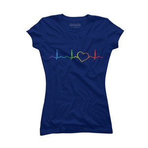 Adult Design By Humans Rainbow Pride Heartbeat By Luckyst T-Shirt - 1 of 2