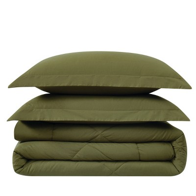 Olive Green Twin Cotton Down Alternative Comforter Set