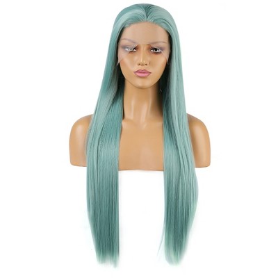 Unique Bargains Women's Long Straight Lace Front Wigs with Adjustable Wig Cap 24" 1 Pc