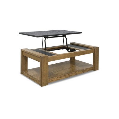 Quentina Rectangular Lift-Top Coffee Table with Faux Stone Top