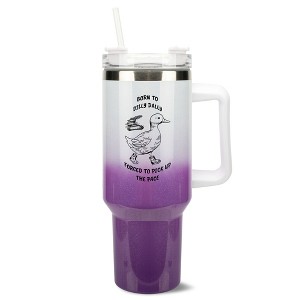 Elanze Designs 40 Ounce Ombre Travel Tumbler With Straw and Lid Stainless Steel Double Wall Insulated Born To Dilly Dally White and Purple Glitter - 1 of 4