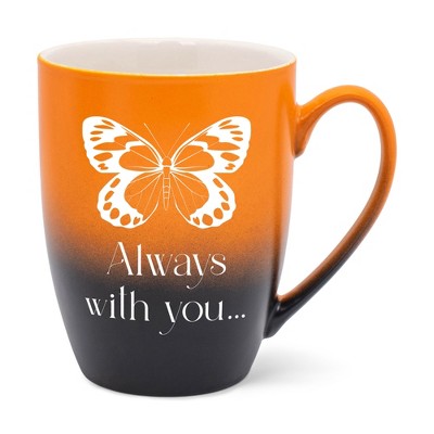 Elanze Designs Always With You Two Toned Ombre Matte Orange and Black 12 ounce Ceramic Stoneware Coffee Cup Mug