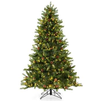 Costway 6 FT Pre-Lit Christmas Tree 3-Minute Quick Shape with Quick Power Connector Timer