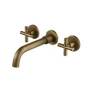Munora Wall Mounted Bathroom Sink Faucet, Archaize Finish with 360° Swivel Spout and Cross Handles - 1 of 4