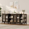 Buffet Sideboard with Glass Doors and Adjustable Shelves, Wooden Storage Cabinet with Metal Handles for Living Room, Kitchen, Dining Room - 3 of 4