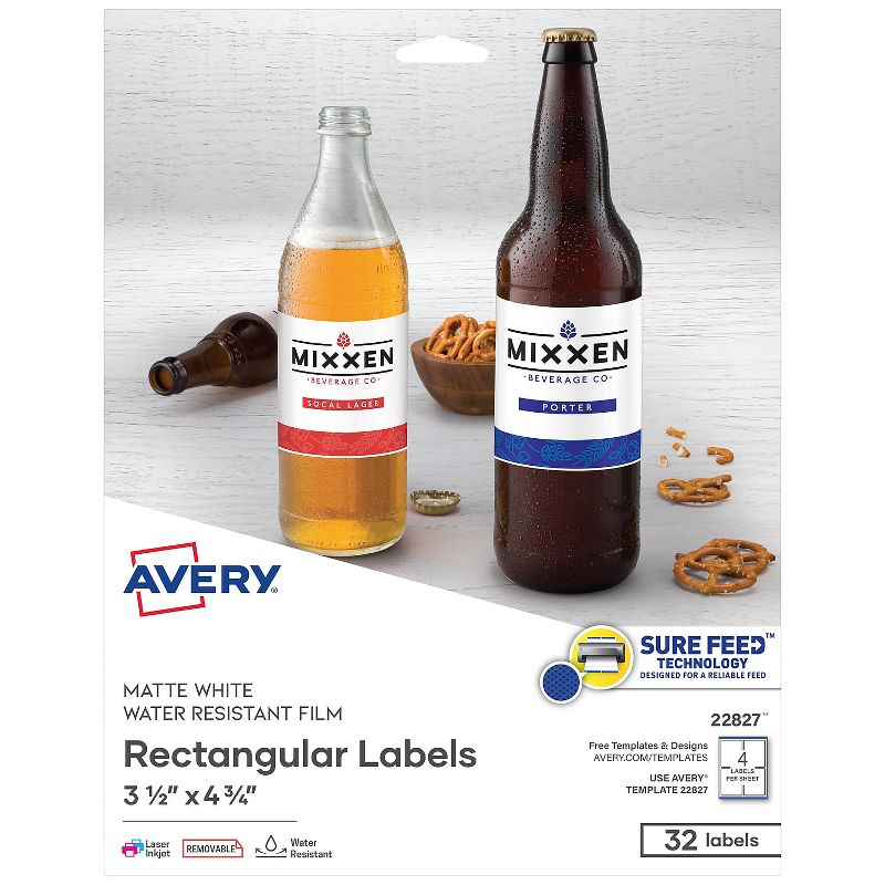 Avery Print-to-the-Edge Removable Labels w/TrueBlock 3 1/2 x 4 3/4 White 32/Pack 22827, 1 of 9