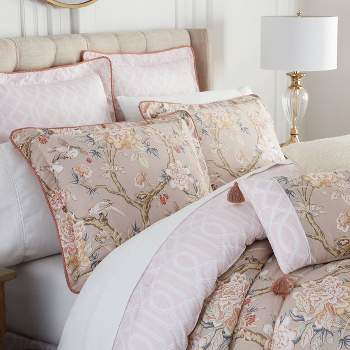Waverly forever Peony 4-Piece Berry Floral Cotton Queen Comforter Set  13513000158 - The Home Depot