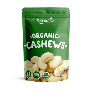 Organic Cashews - Whole, Size W-320, Unsalted - by Food To Live - 1 of 4