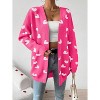 Heart Cardigan Sweater for Women Oversized Valentine Cardigan Cute Love Print Open Front Knit Sweaters Coat with Pockets - 3 of 4