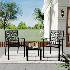 3 Piece Patio Bistro Set, Outdoor Patio Furniture Set with Coffee Table, Outdoor Furniture Set, for Balcony, Porch - 1 of 4